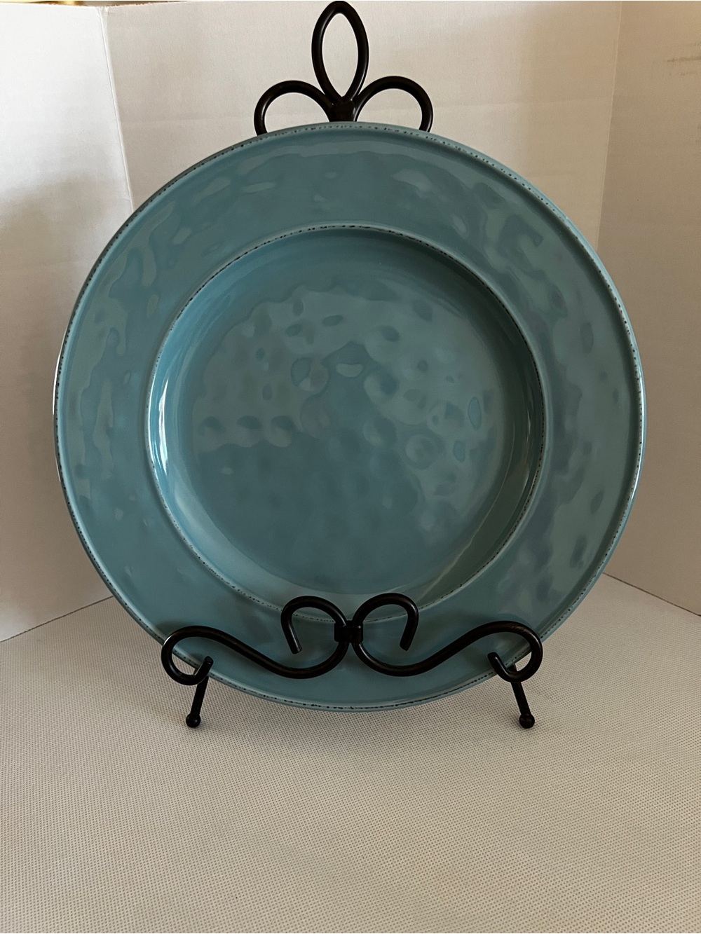 Pier 1 Martillo Dinner Plate Turquoise Ceramic Sz 10.5”